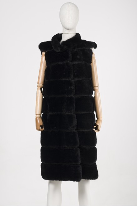 6716 FUR VEST / BLACK