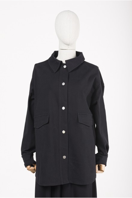 GABARDINE SHIRT / BLACK6858