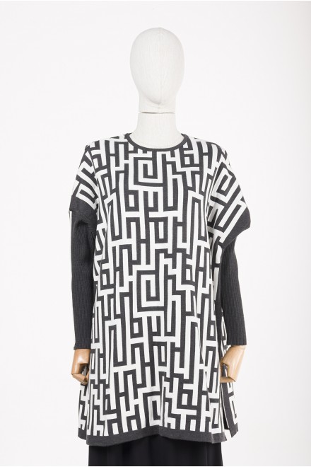 TUNIC / ANTHRACITE-ECRU 6872