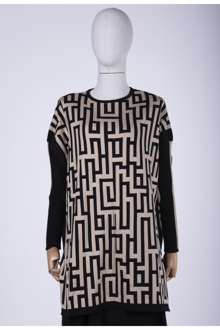 TUNIC / BLACK-BEIGE 6872